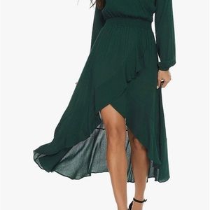 Kormei Womens Short Sleeve Floral High Low V-Neck Flowy Party Long Maxi Dress